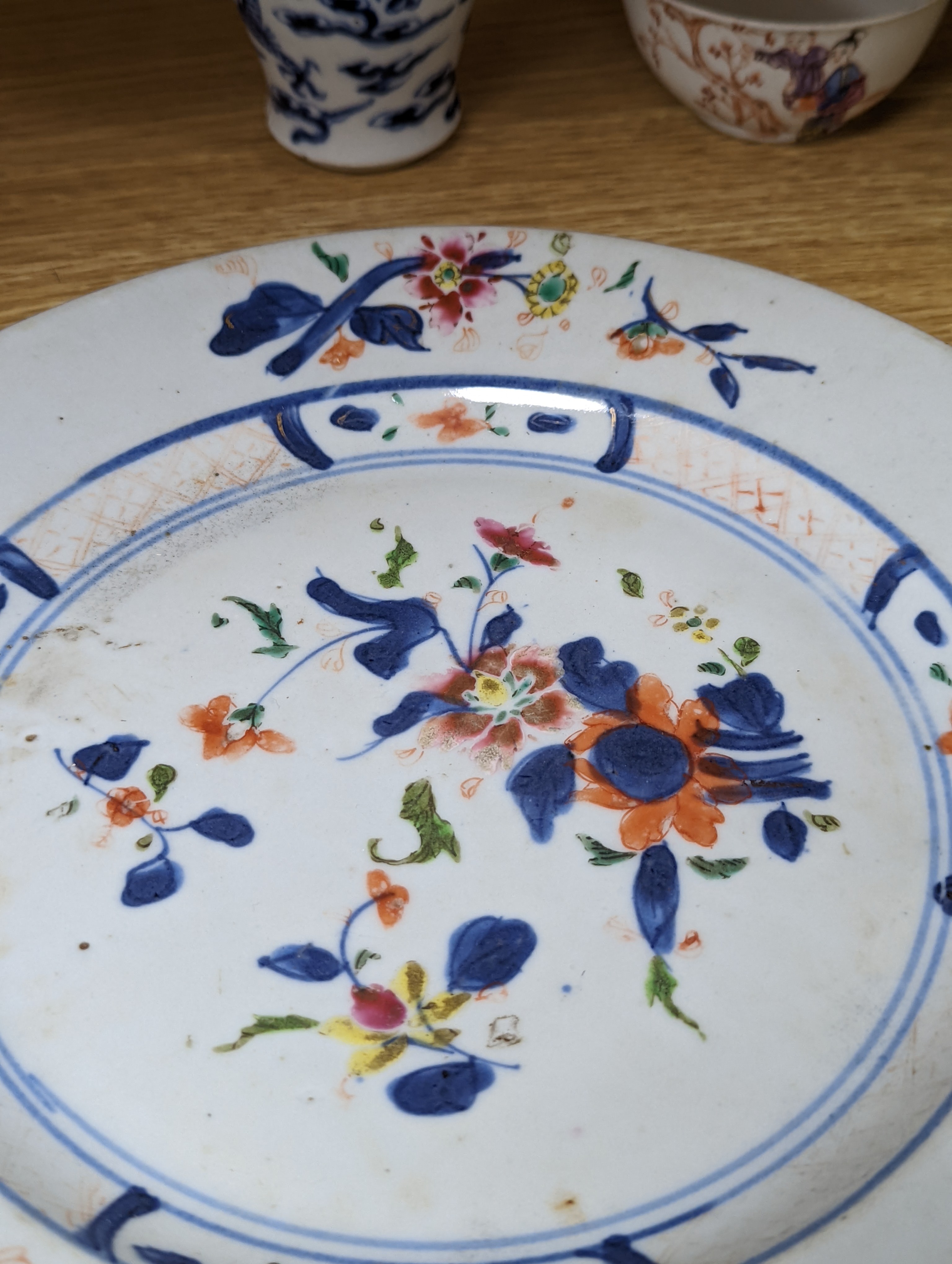 A collection of 19th and 20th century Chinese ceramics, tallest item jar and cover 15 cms high.